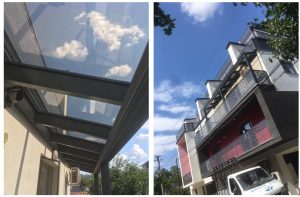 Acoperire balcon cu aluminiu si policarbonat compact