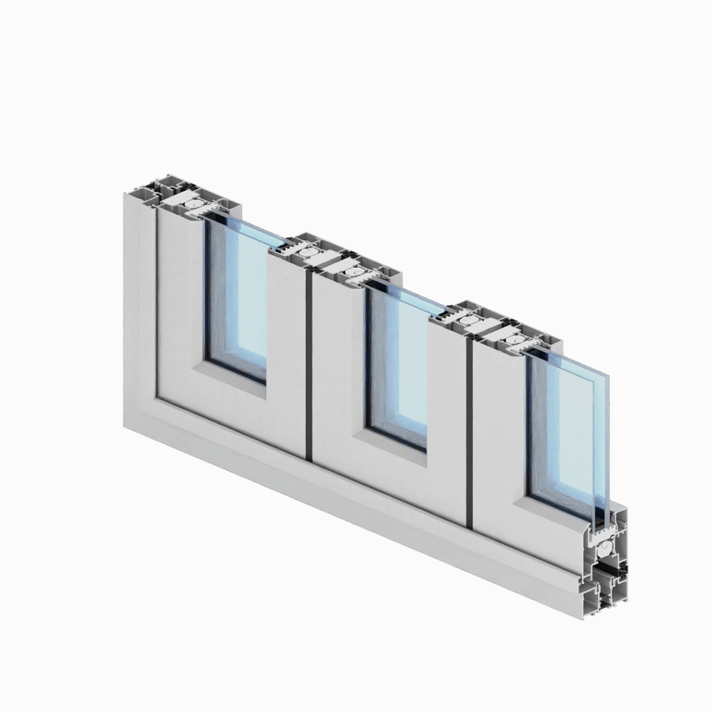 sistem destinat realizării ușilor pliante